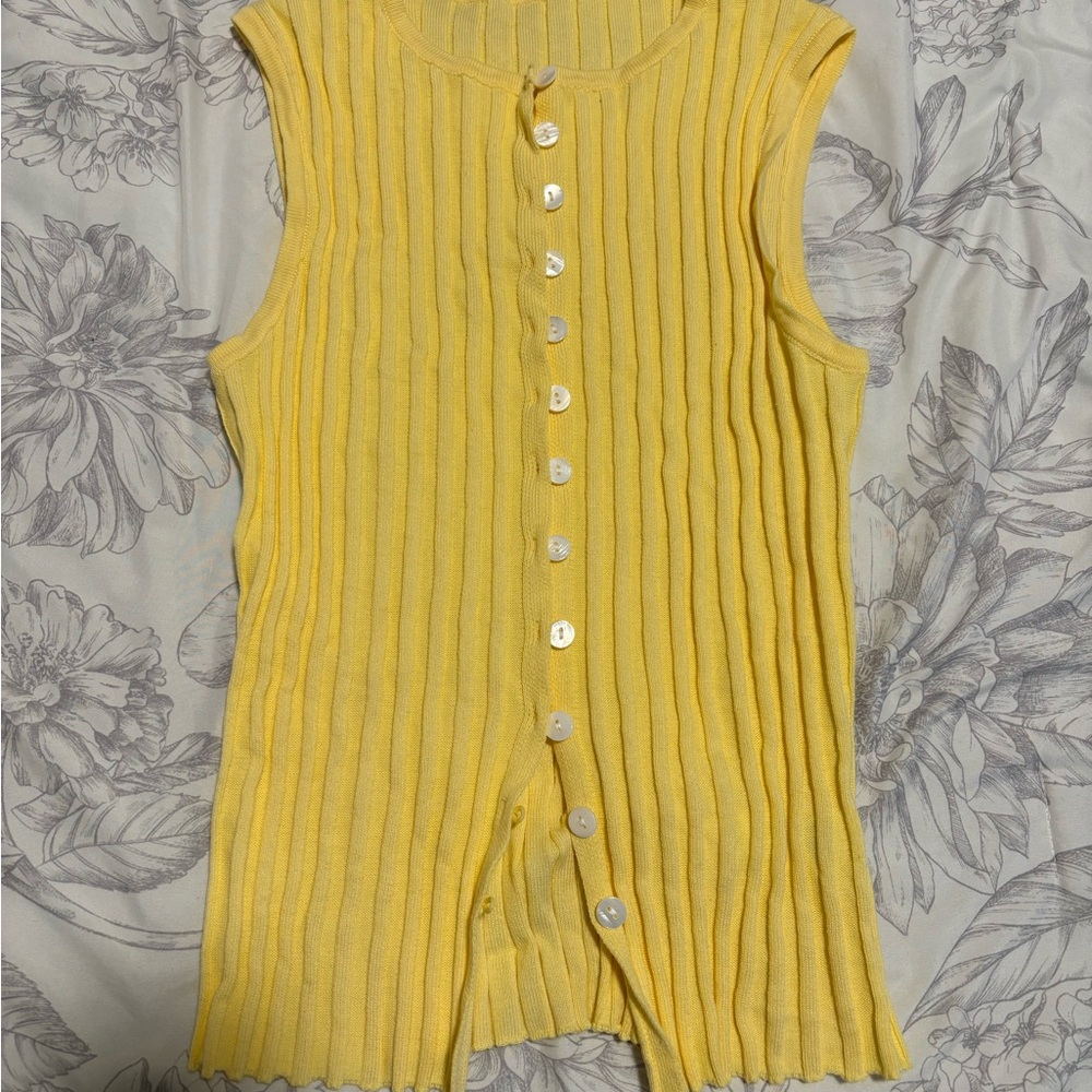 Sunny Yellow Ribbed Sleeveless Top